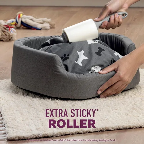 Miniatura 5 de Scotch-Brite Rodillo antipelusa extra adhesivo para mascotas, diseñado para quitar el pelo + pelusa de sofás, ropa, camas de perros y gatos, y más