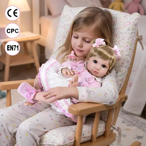 Miniatura 4 de Aori Muñecas Reborn de 22 pulgadas – Muñeca de bebé realista para niños de 3 años en adelante – Bebé recién nacido realista con traje rosa – Cuerpo