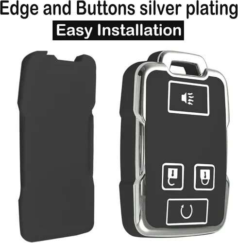 Miniatura 3 de Kirsnda Funda para llavero GMC con hebilla de metal, carcasa de TPU suave/piel, 4 botones para chevy Colorado Silverado Suburban Tahoe Silverado