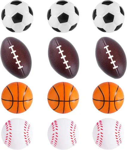 Super Z Outlet Mini pelotas deportivas de espuma para niños y adultos, mini béisbol, fútbol, baloncesto, fútbol, estrés, juguete a granel,