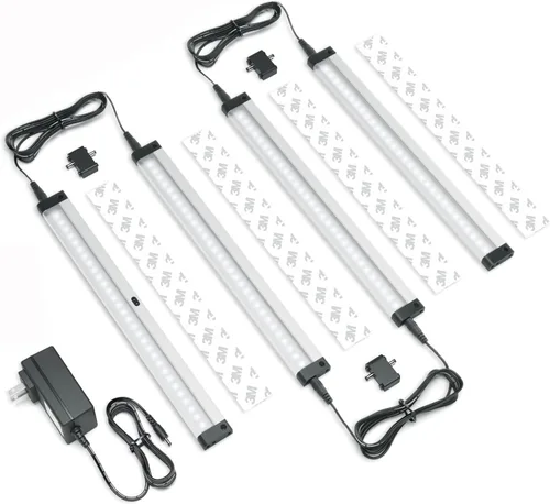 EShine Juego de iluminación LED de bajo clóset, regulable, 4 paneles Onda manual activada - Control de atenuación por aproximación - Brillante,