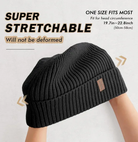 Miniatura 3 de Wmcaps Gorros cálidos para hombres y mujeres, gorro con forro polar cálido para invierno, unisex, a la moda, gorro de punto con puños