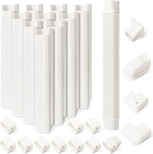 HOXHA Kit de cubierta de línea de 3 pulgadas de ancho y 16.1 pies de largo para mini aire acondicionado dividido, cubierta de línea delgada de PVC
