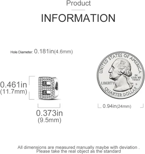 Miniatura 4 de MULA Dijes de plata de ley 925 para pulseras y collares de cuentas del alfabeto de la A a la Z, colgantes con circonita cúbica 5A, regalos