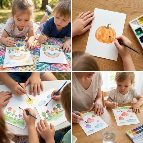 Miniatura 9 de 82 hojas de papel de acuarela de 5 x 7 pulgadas, papel de prensa fría de 110 lb/230 GSM, papel de color de agua blanca para niños, adultos