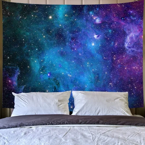 Miniatura 3 de Lahasbja Tapiz de galaxia con cielo estrellado azul, universo espacial, tapiz para colgar en la pared, misteriosa nebulosa, estrellas, telón