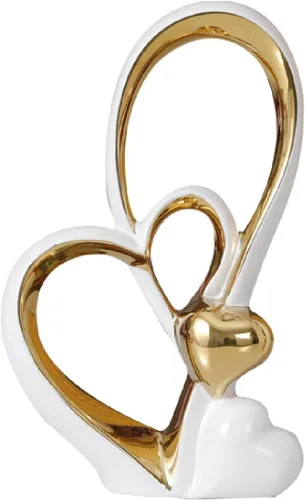 APLUSH Decoración de estatua de doble corazón de porcelana, escultura de artista moderna, decoración del hogar para sala de estar, gabinete de vino,