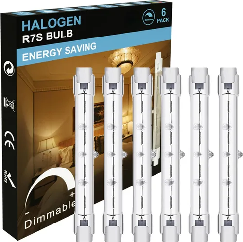 Miniatura 9 de Bombillas halógenas R7S 120V 100W, paquete de 6 bombillas halógenas J78mm T3 tipo J, bombilla de doble extremo de 3 pulgadas para trabajo