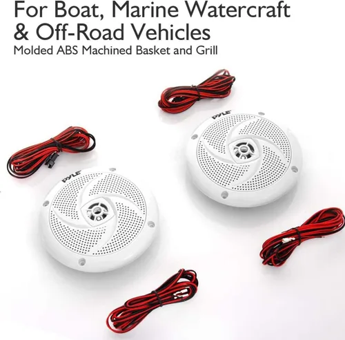 Miniatura 2 de Pyle Altavoces marinos de 6.5 pulgadas, 2 vías, impermeable y resistente a la intemperie, sistema de sonido estéreo de audio para exteriores