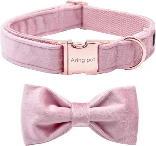 Miniatura 50 de ARING PET Collar de perro con corbatín, collares de terciopelo para perros con corbatín extraíble, collar de lazo ajustable para perros hembras