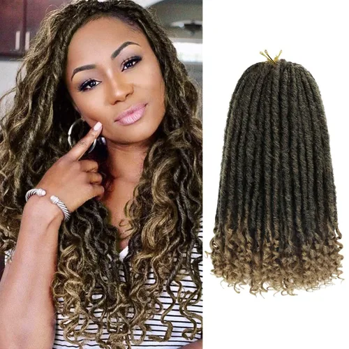 Miniatura 17 de 6 paquetes de cabello de ganchillo Goddess Locs, locs falsos rectos de 12 pulgadas para ganchillo, extensiones de cabello sintético suave rizado