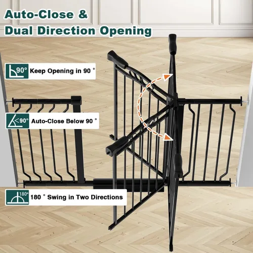 Miniatura 5 de Fairy Baby Puerta de bebé de 29.5 a 33.5 pulgadas para puertas, puerta para perros para escaleras sin taladro, barrera de seguridad para mascotas