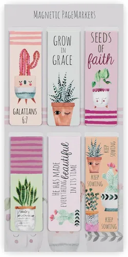 Christian Art Gifts - Conjunto de marcapáginas magnéticos de las Sagradas Escrituras para mujer: Grow in Grace, 6 unidades con versículos bíblicos