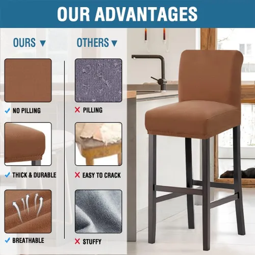 Miniatura 5 de H.VERSAILTEX Funda para taburete de bar 100% impermeable, elástica, funda para taburete de mostrador, funda para silla de pub, para comedor