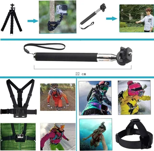 Miniatura 3 de Accesorios 13 en 1 para Gopro, kit de accesorios para cámara de acción compatible con GoPro Hero 13 12 11 10 9 8 Max 7 6 5 4 Negro SJ4000 y otras
