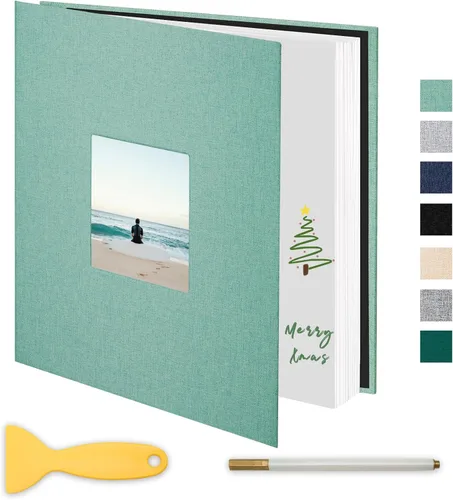Álbum de fotos autoadhesivo para scrapbook, páginas grandes, libro de recortes de lino, con capacidad para fotos de 2 x 3, 4 x 6, 5 x 7, 8 x 10,
