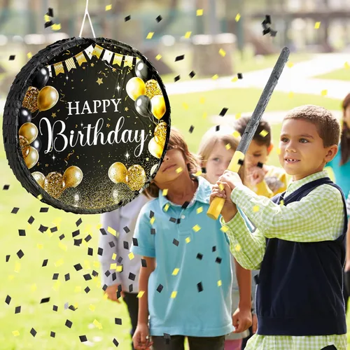 Miniatura 5 de Sinmoe Piñata de cumpleaños con palo, vendados y confeti, piñata grande para adultos, hombres y mujeres, suministros de fiesta de cumpleaños