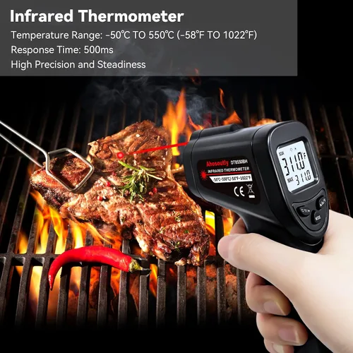 Miniatura 2 de Pistola de temperatura de termómetro infrarrojo (NO para humanos) -58℉~1022℉ (-50℃～550℃) Termómetro láser infrarrojo digital de lectura instantánea