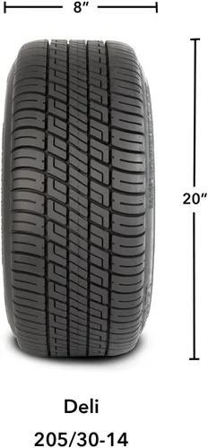 Miniatura 4 de RM Cart - Raptor de 14" Negro/Mecanizado en neumáticos Deli 205/30-14 (juego de 4), se adapta a carritos Yamaha, neumáticos de carrito de golf