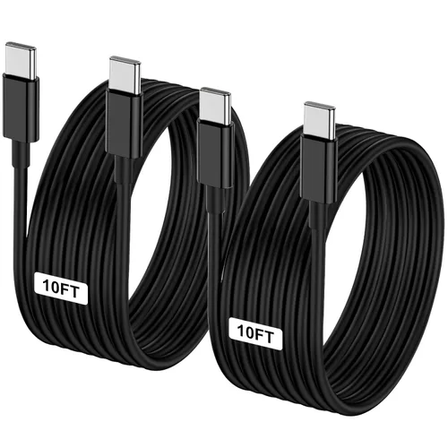Miniatura 20 de Paquete de 2 cables USB C a USB C de 10 pies y 60 W, cable tipo C a tipo C, cable de carga rápida para iPhone Air 17 16e 16 15 Pro Plus Pro Max
