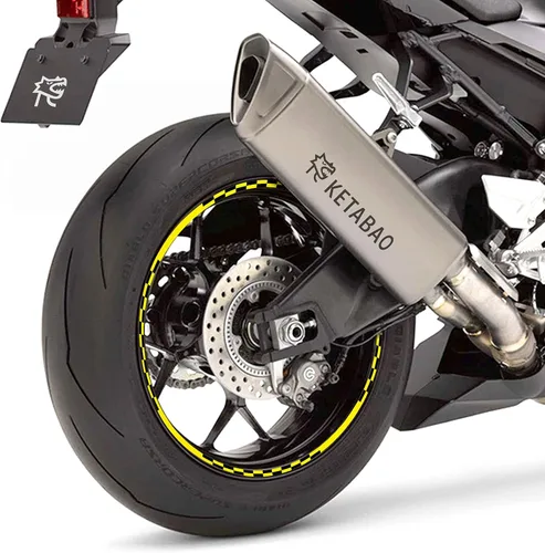 Miniatura 8 de KETABAO Calcomanías adhesivas para llantas de 17 pulgadas C02 compatibles con YZF R6 R1 MT 03 125 09 07 10 TRACER 700 FZ25 (azul)