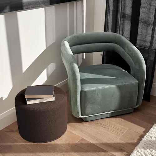 Miniatura 4 de ZICOTO Hermoso puf otomano Boucle y reposapiés - Eleva la decoración de tu sala de estar con comodidad ligera y encanto, un moderno poof relleno
