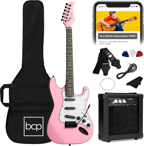 Miniatura 15 de Best Choice Products Kit de iniciación de guitarra eléctrica para principiantes de tamaño completo de 39 pulgadas con funda, correa, amplificador