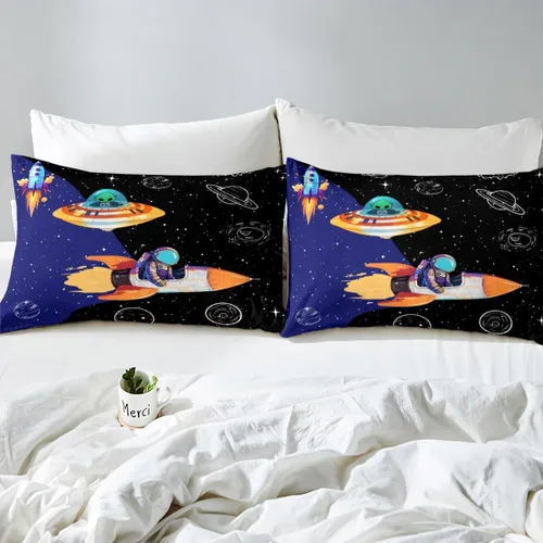 Miniatura 5 de Castle Fairy Juego de Sábanas de Astronauta para Niños, Juego de Sábanas del Espacio de Galaxia Misteriosa, Juegos de Sábanas de Decoración