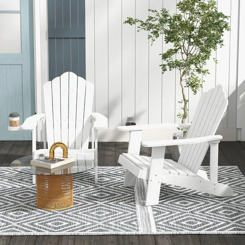 Miniatura 2 de Tangkula Silla Adirondack de gran tamaño, sillas de patio con soporte ajustable para tazas, sillones con caderas y listones, resistente a