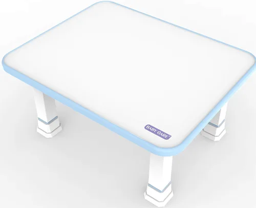Baby Care Mesa de piso plegable para niños con alturas ajustables, para jugar, leer y merienda y más (blanco/azul)