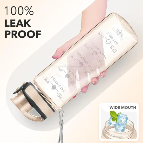 Miniatura 6 de Enerbone Botella de Agua, A Prueba de Fugas Sin BPA y Tóxicos, Botella de Agua Motivacional con Horarios para Beber y Pajita, Botella de Agua