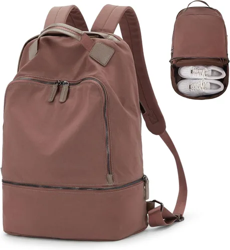 Miniatura 13 de Mochila de gimnasio para mujer, pequeña bolsa de gimnasio con compartimento para zapatos, mochila impermeable para deportes con bolsillo húmedo