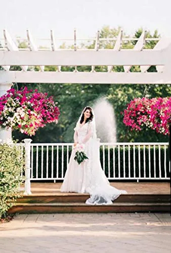 Miniatura 2 de Ursumy Precioso velo de encaje de boda velos largos florales de catedral para novias velos de novia de tul suave con peine de 118 pulgadas marfil