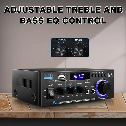 Miniatura 6 de AK45 - Amplificador de audio estéreo para el hogar con Bluetooth, 300 W, amplificador de potencia de 2.0 canales para sistema estéreo doméstico
