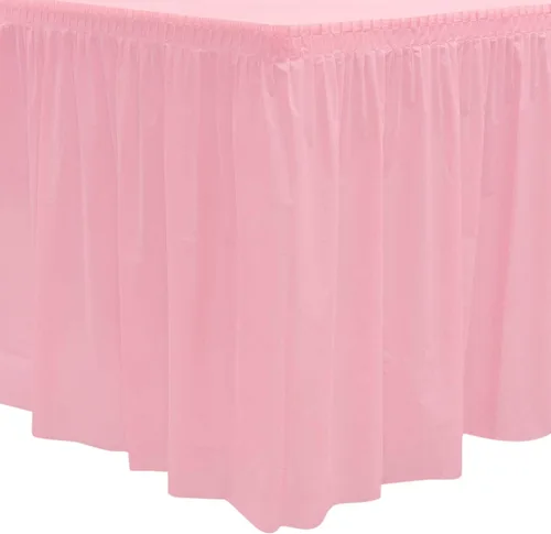 Miniatura 6 de Party Essentials Falda de mesa de plástico desechable resistente, 1 unidad, 29 pulgadas de ancho x 14 pies (168 pulgadas) de largo, amarillo