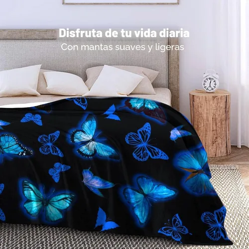 Miniatura 4 de Manta de mariposas azules, manta de franela ultra suave, hermosa manta de mariposa, regalos para adultos y niños, 50 x 40 pulgadas