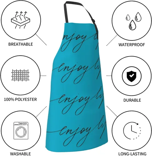 Miniatura 7 de Delantal de chef de cocina de pestañas, delantal impermeable ajustable con 2 bolsillos, utilizado para barbacoa y cocina