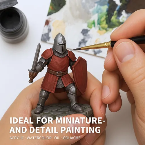 Miniatura 3 de ARTEGRIA Juego de pinceles para detalles, 17 pinceles en miniatura con puntas finas y asas ergonómicas, para modelos a pequeña escala, figuras
