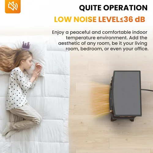 Miniatura 2 de VEXON Calentador eléctrico de chimenea, chimenea eléctrica de cuarzo infrarrojo de 1000 W/1500 W, calentador de estufa independiente de 22 pulgadas