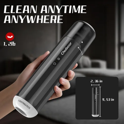 Miniatura 2 de Chuboor Potente aspiradora de automóvil de 13000 PA, recargable sin cable, aspiradora de mano, mini aspiradora portátil con luz LED SOS, pequeña