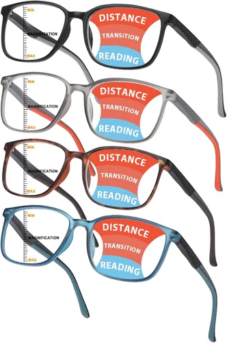 BLOEXCLU Anteojos progresivos de lectura multienfoque para hombres y mujeres, con bloqueo de luz azul, con bisagra de resorte, diseño de dos tonos