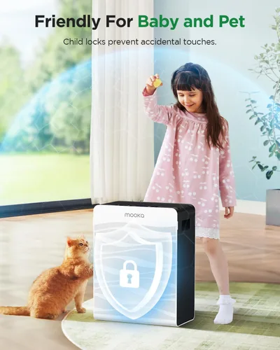 Miniatura 11 de Purificador de aire para hogar habitación grande 2800 pies², MOOKA purificadores de aire de doble cara para hogar mascotas con filtros lavables