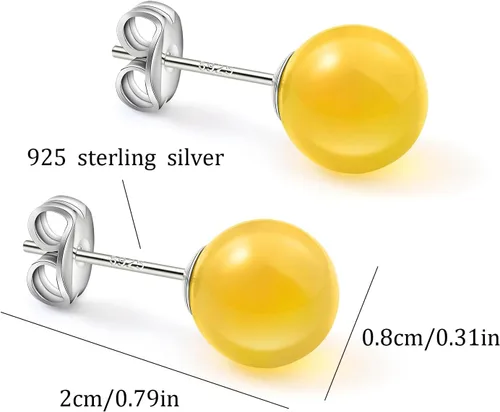 Miniatura 59 de Natural Stone Stud Earrings for Women 8mm Sterling Silver Genuine Gemstone Earrings Handmade Sterling Silver Crystal Stud Earrings for Women