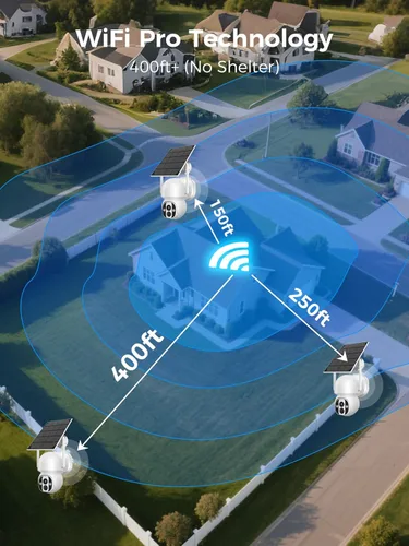 Miniatura 2 de Cámara de seguridad solar inalámbrica WiFi Pro para exteriores, visión nocturna a color de 4 MP, detección de movimiento AI/PIR, 360 PT, audio de 2