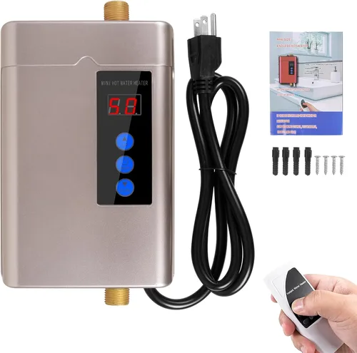 Miniatura 8 de Calentador de agua eléctrico sin tanque, pequeño calentador de agua instantáneo para fregadero de cocina, 3000 W 110 V, con pantalla digital LCD