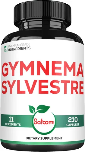 Satoomi 1000mg Gymnema Sylvestre Suplementos - 210 Cápsulas - Extracto de Gymnema 20:1 con berberina HCl, Quercetina y más - Apoyo para la salud