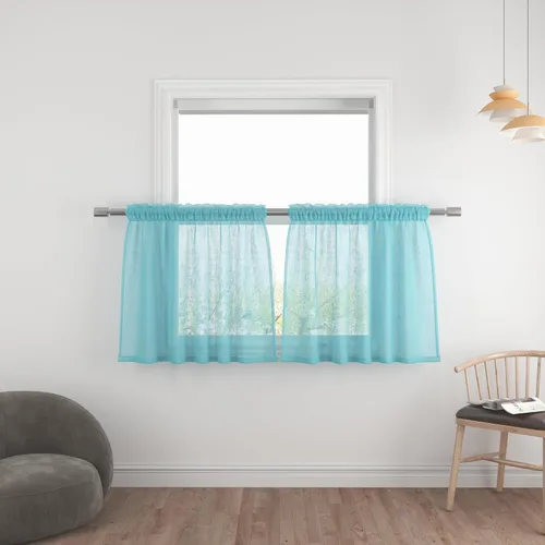 Miniatura 52 de UPOPO Paneles de Cortina Beige Pequeños Cortinas Transparentes de Gasa de 16 Pulgadas de Largo Cortinas de Cocina de Voile con Textura de Lino