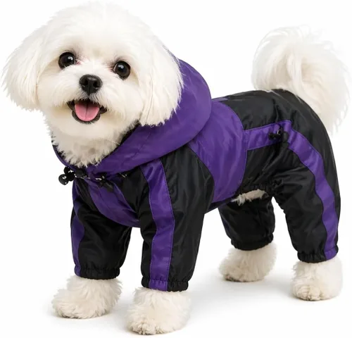 Miniatura 18 de Ropa para mascotas, ropa para perro, ropa para lluvia, nieve, impermeables, cuatro patas, impermeable para perros pequeños, medianos, grandes, Rojo