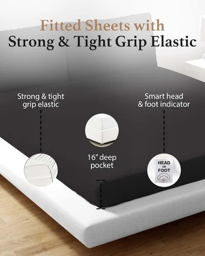 Miniatura 4 de Good Sleep Sábanas XL Twin para Dormitorio - 800 TC 100% Algodón Egipcio, Transpirable y Suave, Sábana Bajera de Bolsillo Profundo Extra Larga