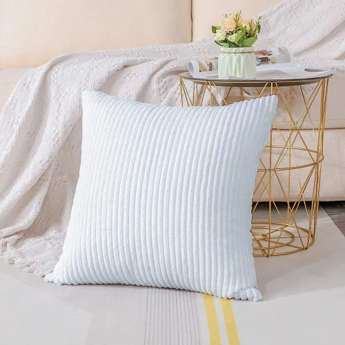 Miniatura 45 de Artscope Fundas de Almohada de Pana a Rayas Acogedoras Súper Suaves Decorativas Cuadradas Fundas de Cojín para Sofá Sillón Dormitorio Decoración